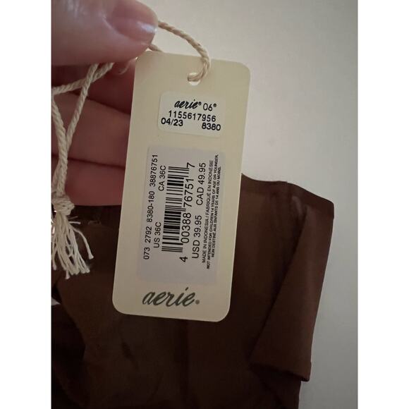 NWT Aerie Women's Smoothez Mesh Unlined Balconette Bra Breathable Brown Size 36C - Picture 6 of 9